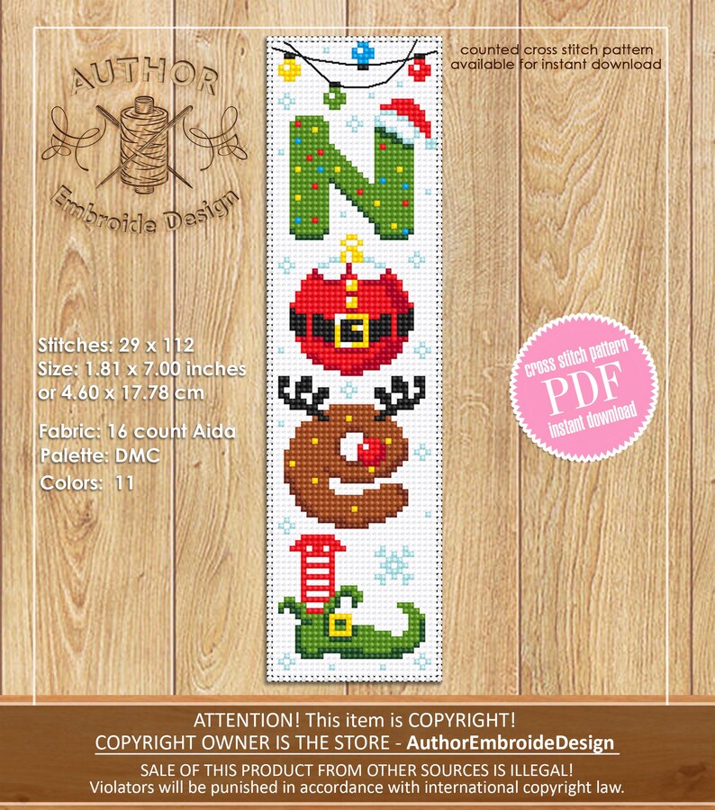 Christmas Bookmark Set Cross Stitch Pattern PDF Instant Download Love ...