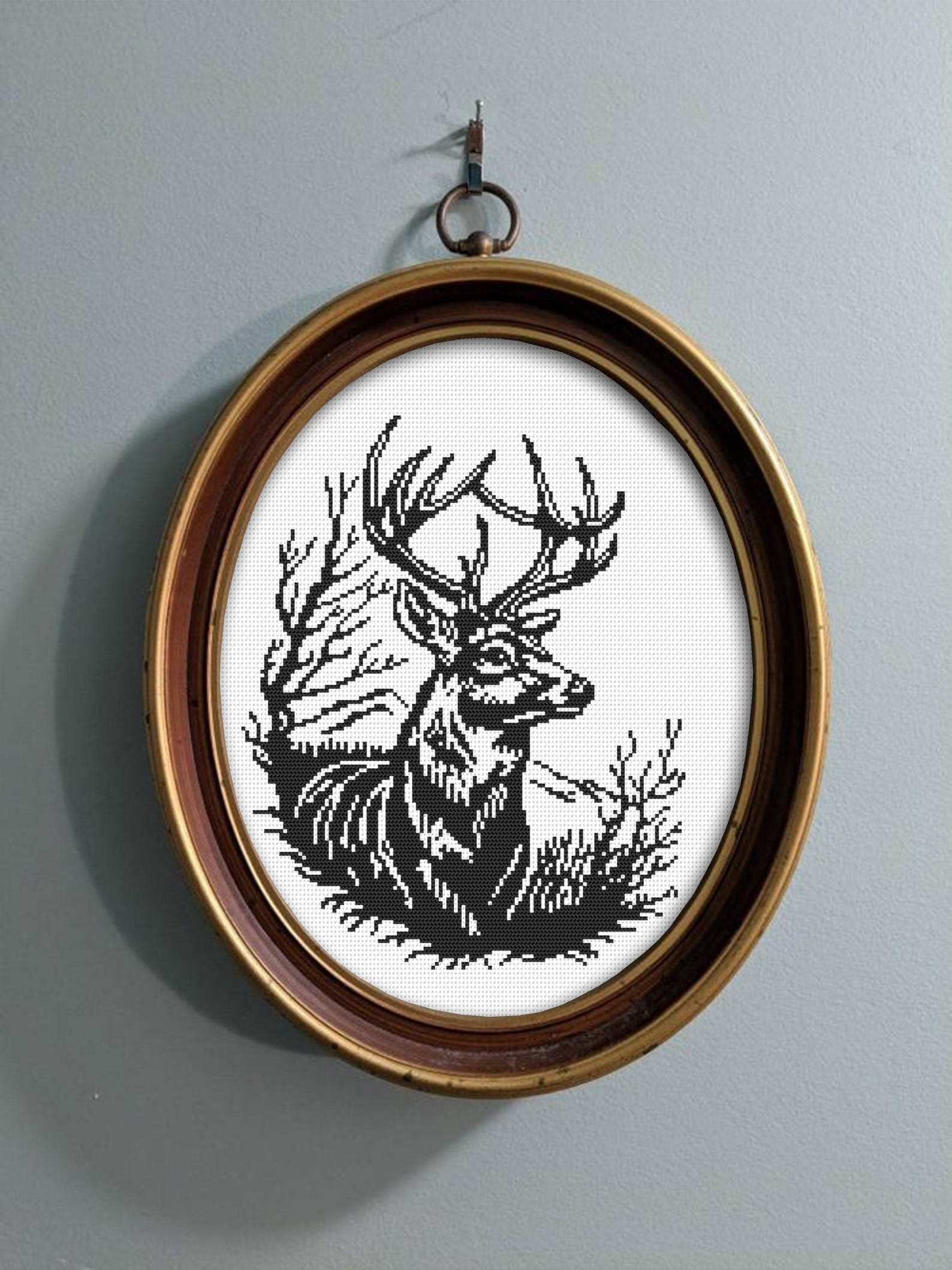 Woodcut Deer Cross Stitch Pattern PDF Download Animal Cross Stitch ...