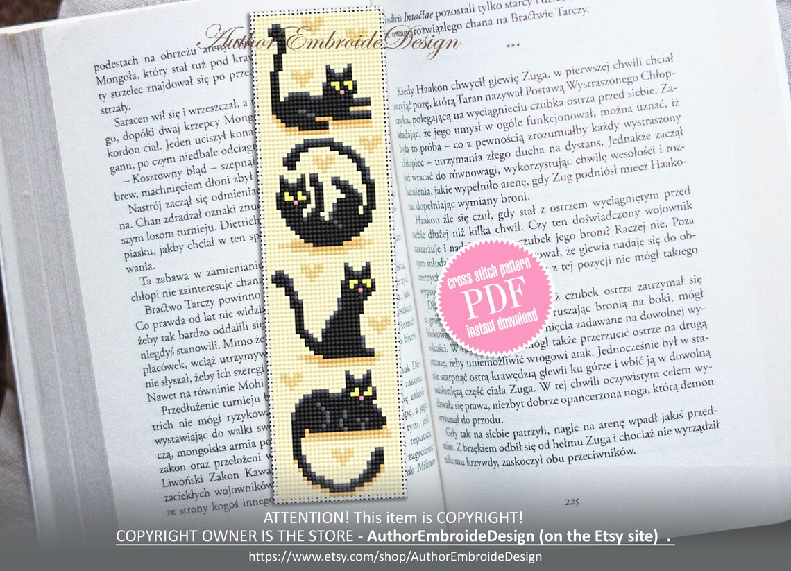 Cat Bookmark Cross Stitch Pattern Download PDF Love Cats Cross Stitch ...