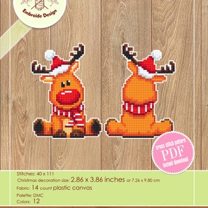 Christmas Reindeer Cross Stitch Pattern PDF Download Double-sided ...