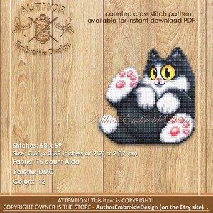 Black Cat Corner Bookmark Cross Stitch Pattern Download PDF Funny Cat ...