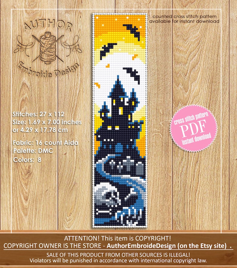 Halloween Bookmark Set Cross Stitch Pattern Download PDF Handmade ...