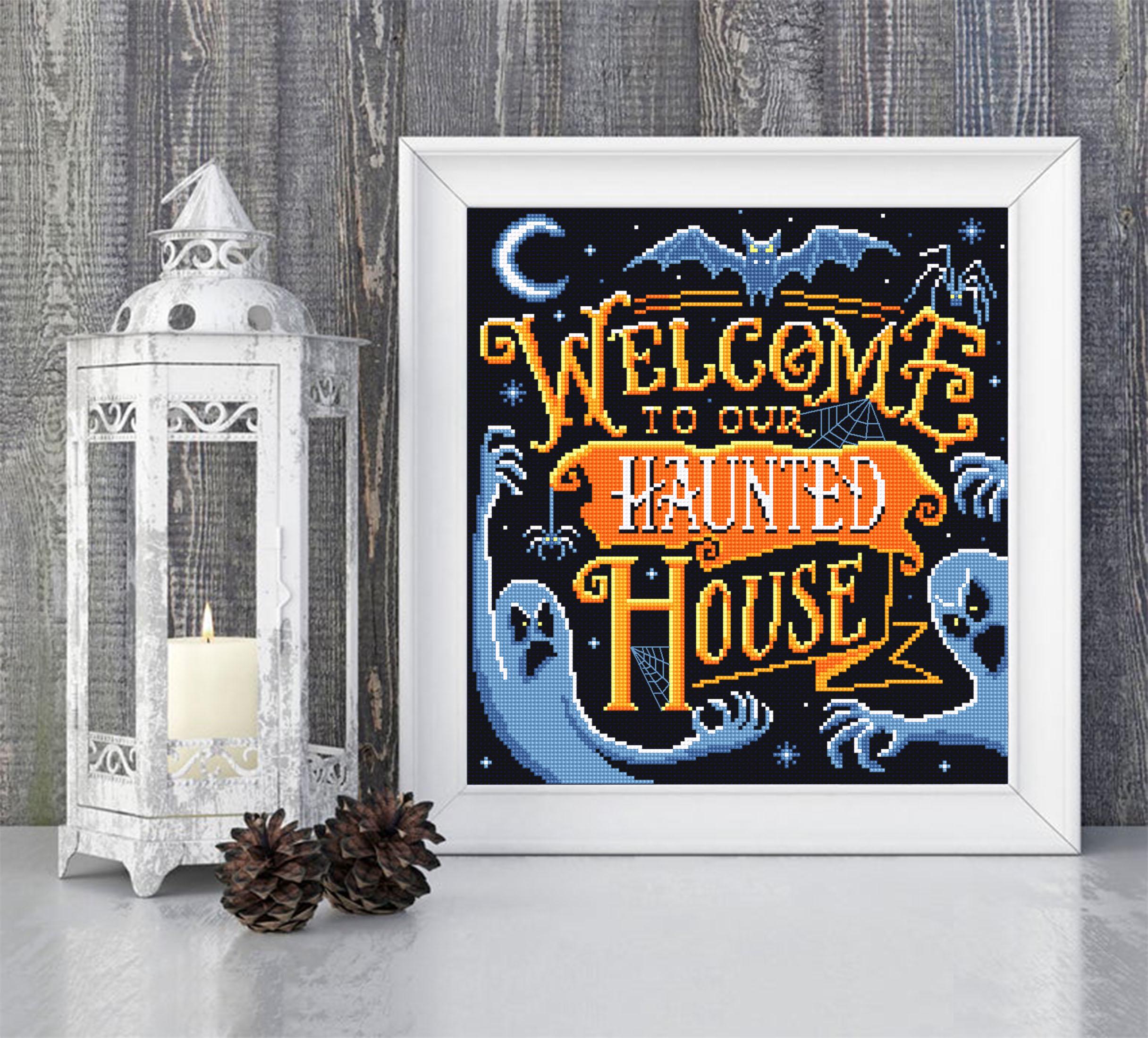 Halloween Quotes Cross Stitch Pattern Download PDF Spooky Ghost Cross ...