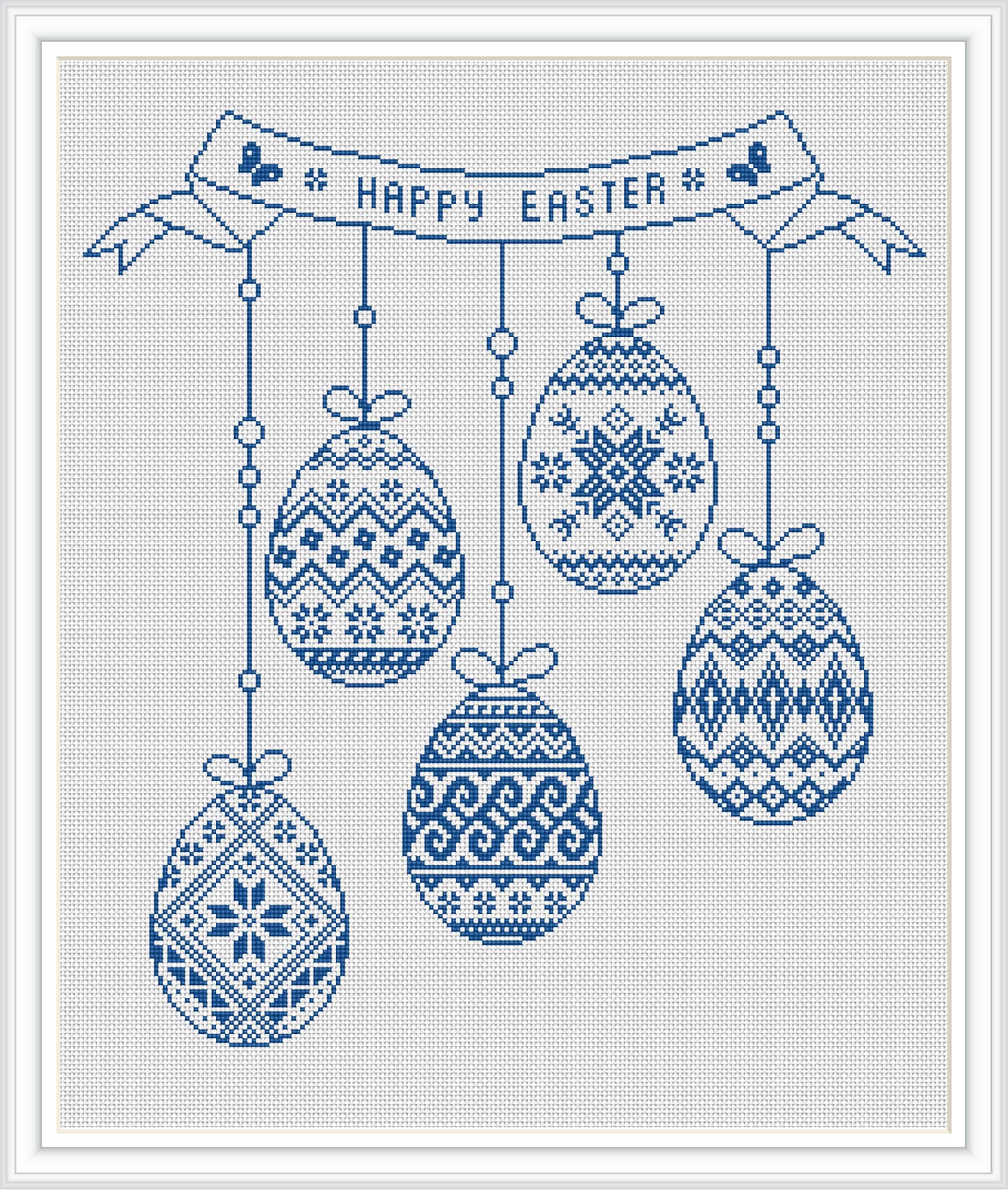 Easter Eggs Cross Stitch Pattern PDF Download Monochrome Sampler Cross ...