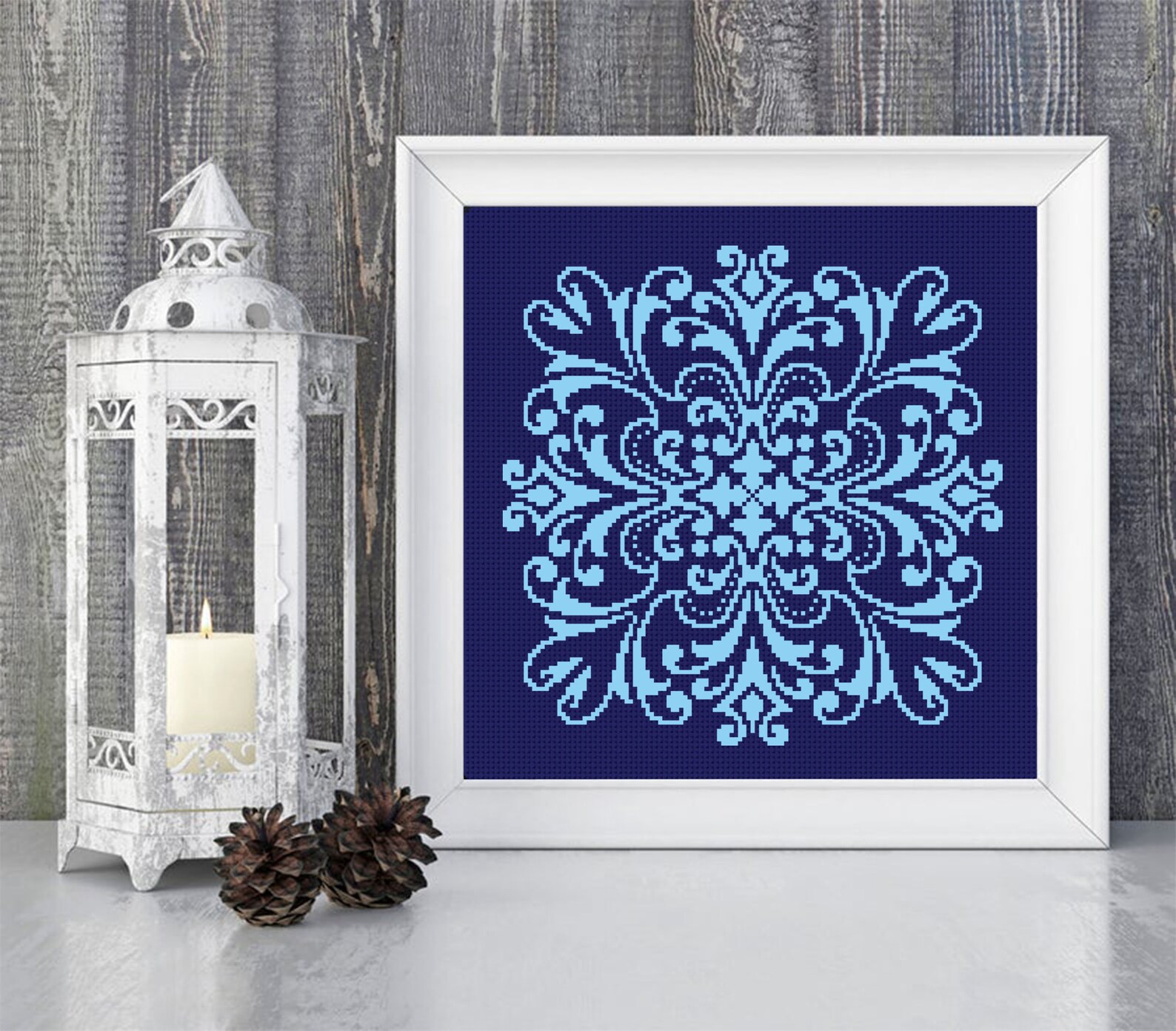 Blue Mandala Cross Stitch Pattern PDF Download Square Mandala Pattern ...