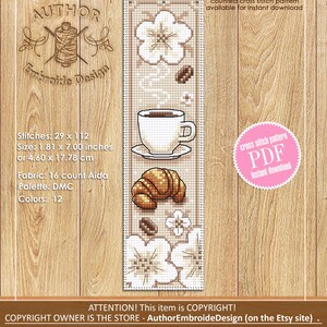 Coffee Bookmark Cross Stitch Pattern PDF Download Coffee Cup and ...