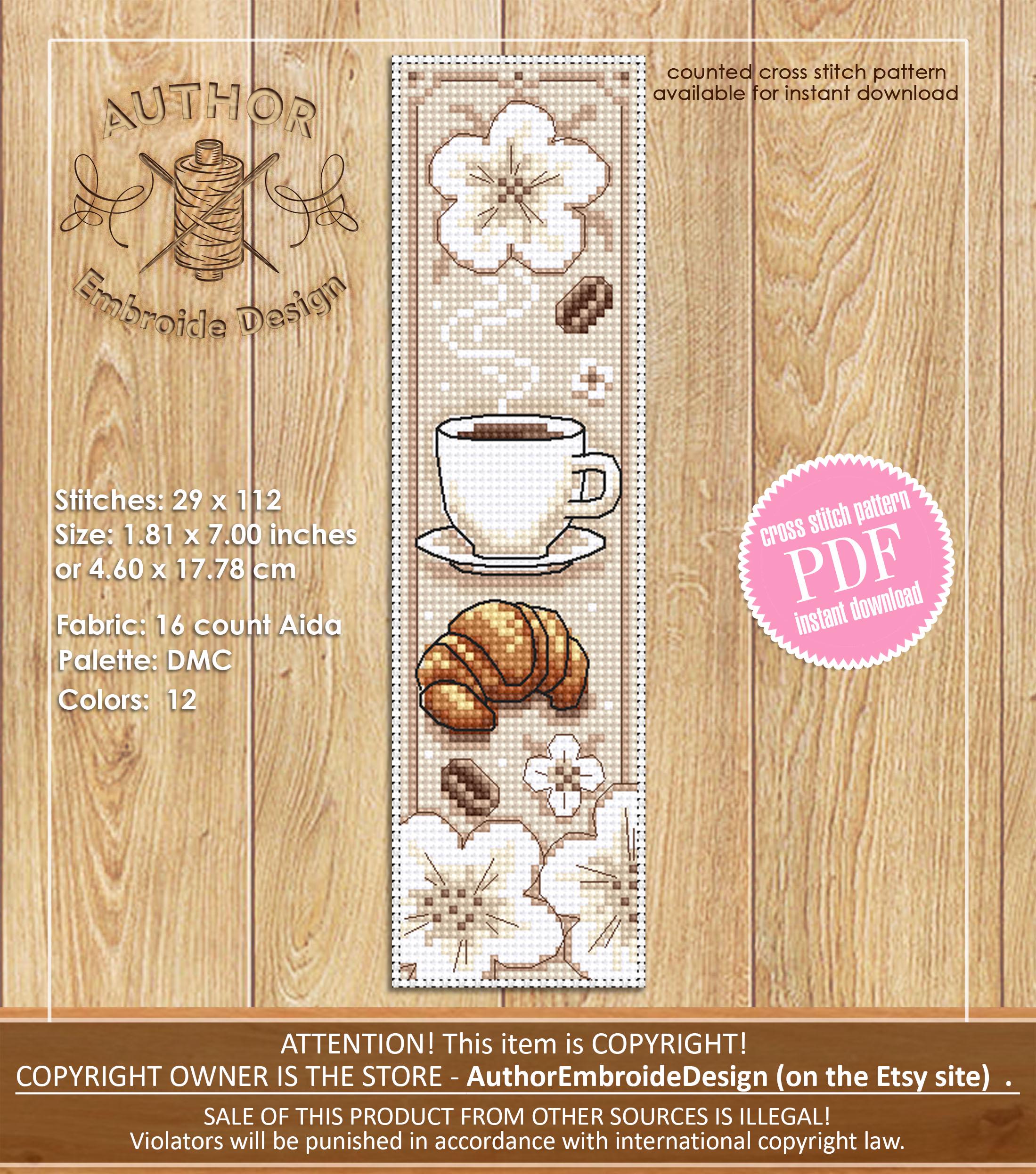 Coffee Bookmark Cross Stitch Pattern PDF Download Coffee Cup and ...