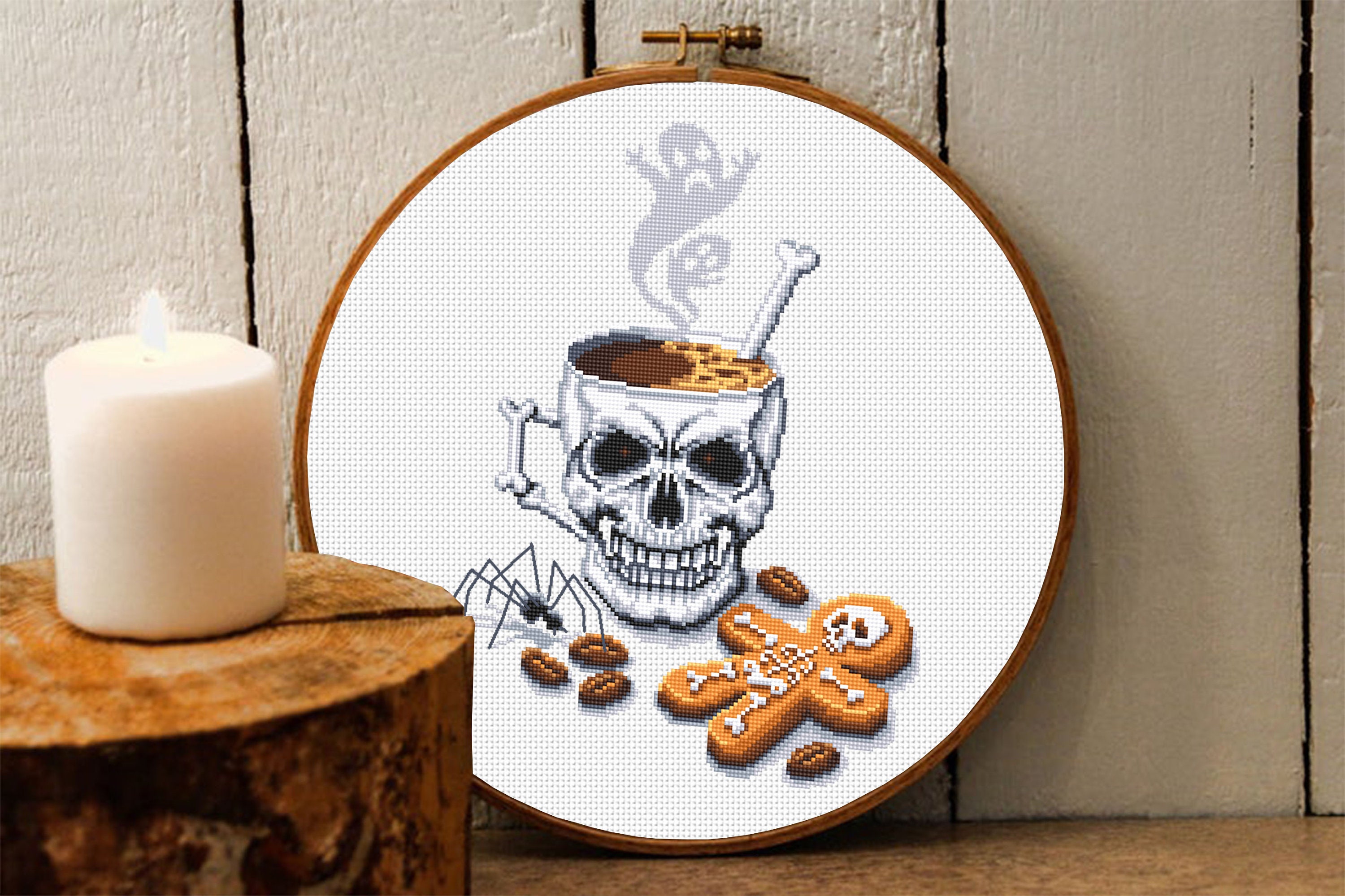 Halloween Coffee Mug Cross Stitch Pattern Download PDF, Gothic ...