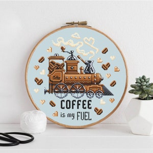 Funny Coffee Quote Cross Stitch Pattern PDF Download Coffee is My Fuel ...