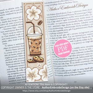 Coffee Bookmark Cross Stitch Pattern PDF Download Coffee Cross Stitch ...
