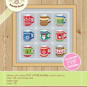 Funny Coffee Mug Cross Stitch Pattern PDF Christmas Mugs Cross Stitch ...