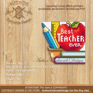 Corner Bookmark Cross Stitch Pattern Download PDF Best Teacher Ever ...
