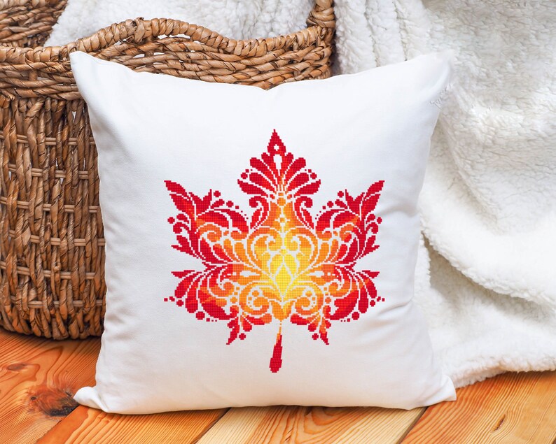 Maple Leaf Mandala Cross Stitch Pattern PDF Download Autumn Leaf Cross ...
