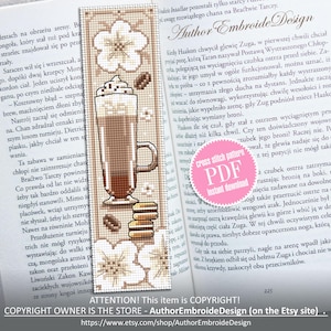 Coffee Bookmark Cross Stitch Pattern PDF Download Coffee Cross Stitch ...