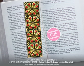 Floral Bookmark cross stitch pattern PDF download Floral ornament cross stitch, Handmade bookmark pattern digital PDF, Book lover gift #B135