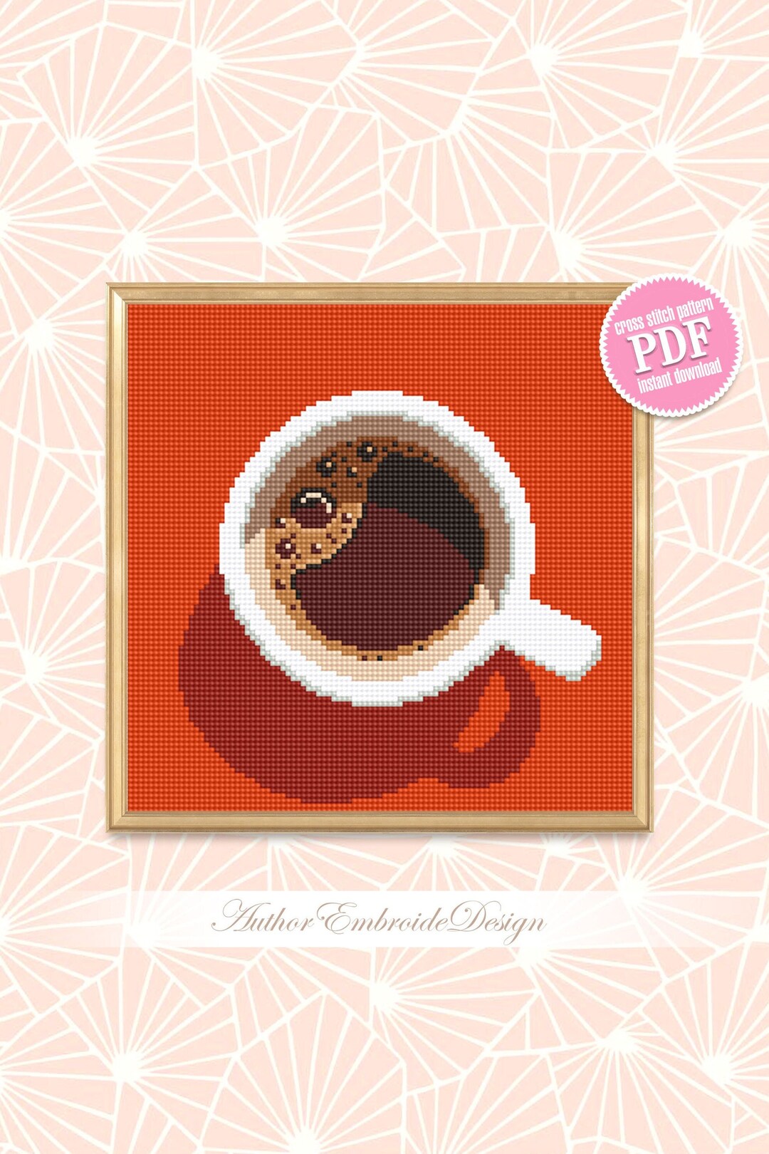 Coffee Cross Stitch Pattern PDF Download Kitchen Cross Stitch Etsy