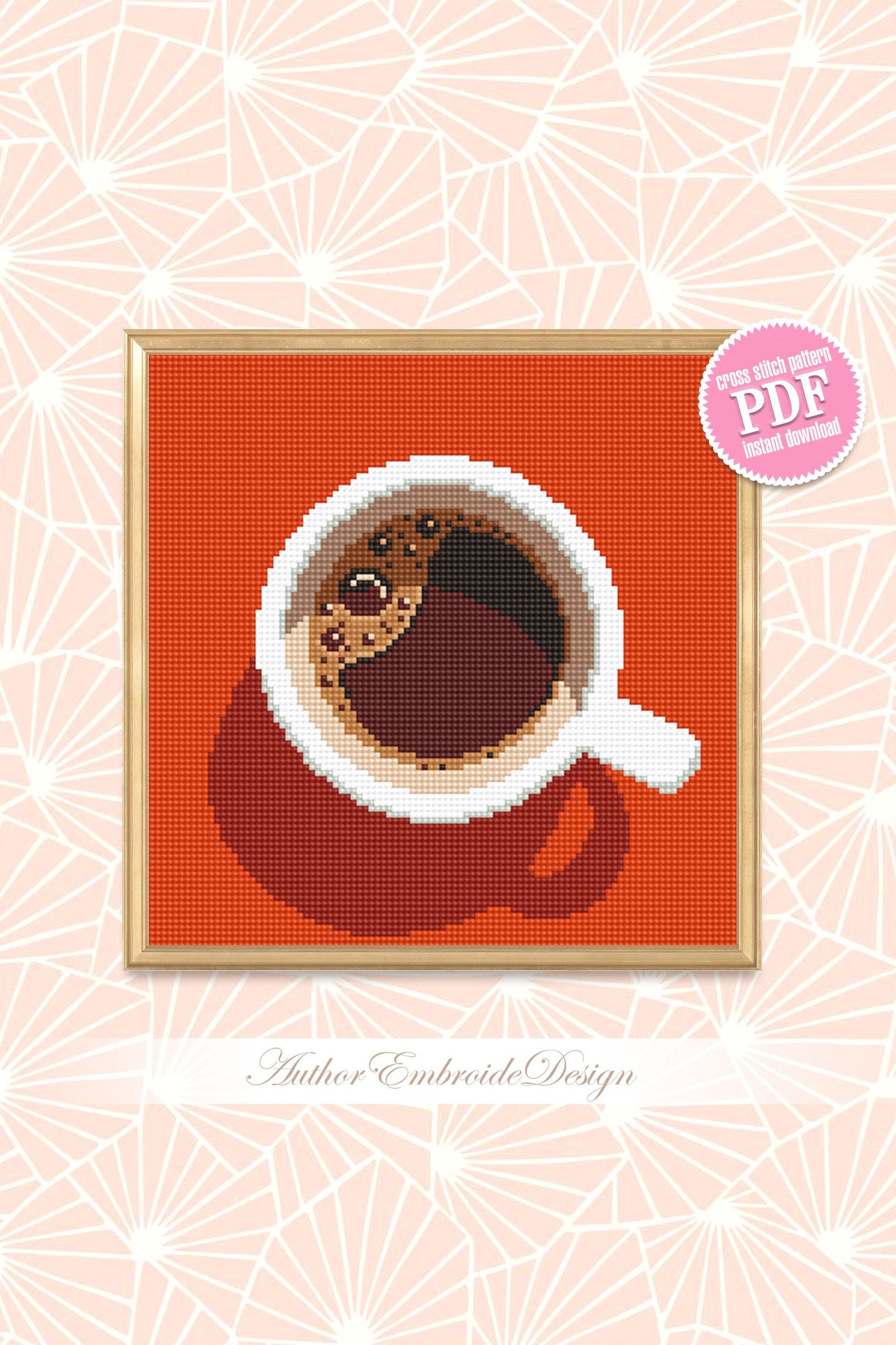 Coffee Cross Stitch Pattern PDF Download Kitchen Cross Stitch Etsy