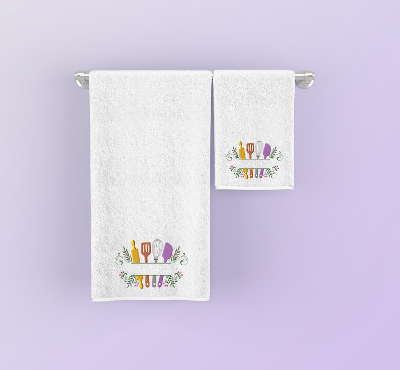 Kitchen Utensils Split Frame Machine Embroidery Design 3 Sizes, Baking