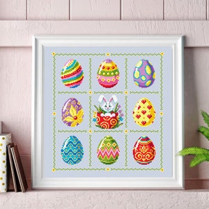 Easter Eggs Cross Stitch Pattern Download PDF Funny Easter Bunny Cross ...