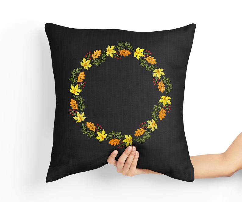 Fall Wreath Machine Embroidery Design Instant Download, Autumn Monogram ...