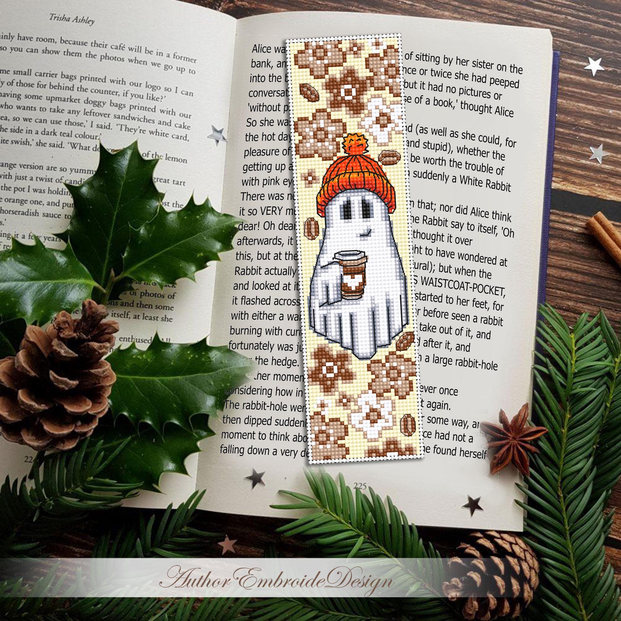 Ghost Coffee Bookmark Cross Stitch Pattern PDF Download Cute Ghost ...