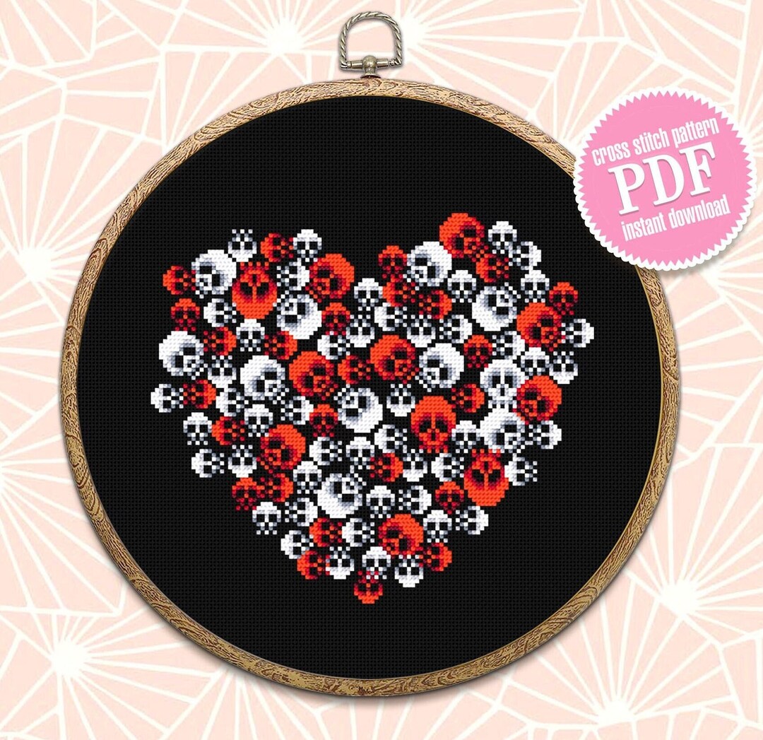 Gothic Heart Cross Stitch Pattern Download PDF Gothic Halloween Cross ...