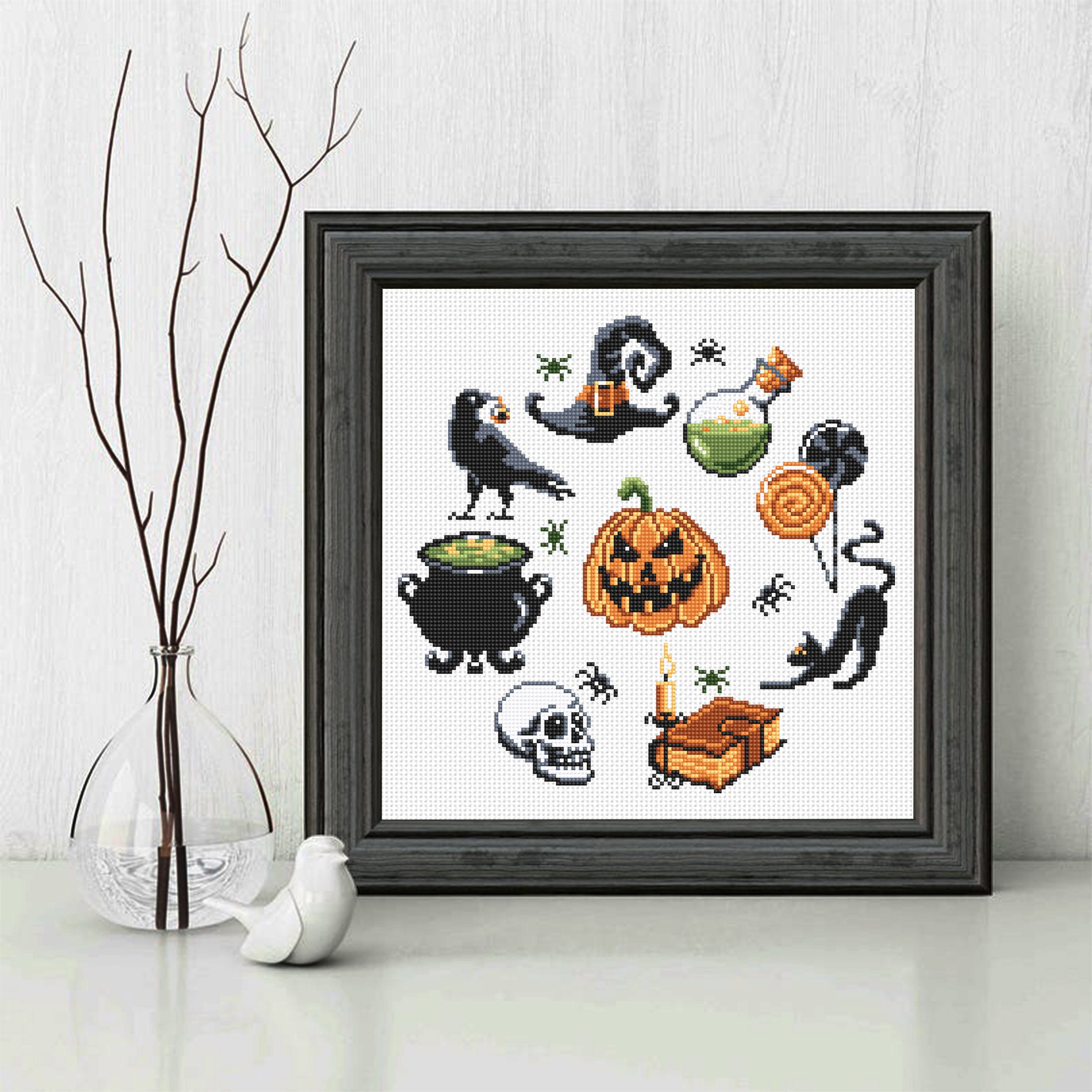 Halloween Cross Stitch Pattern Download PDF Beginner Stitch - Etsy