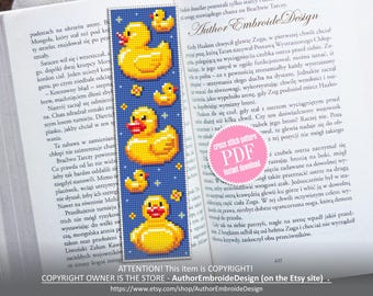 Badeente Lesezeichen Kreuzstichmuster Badeente Kreuzstichvorlage, Lustiges Lesezeichen Muster digitales PDF für Anfänger #B489