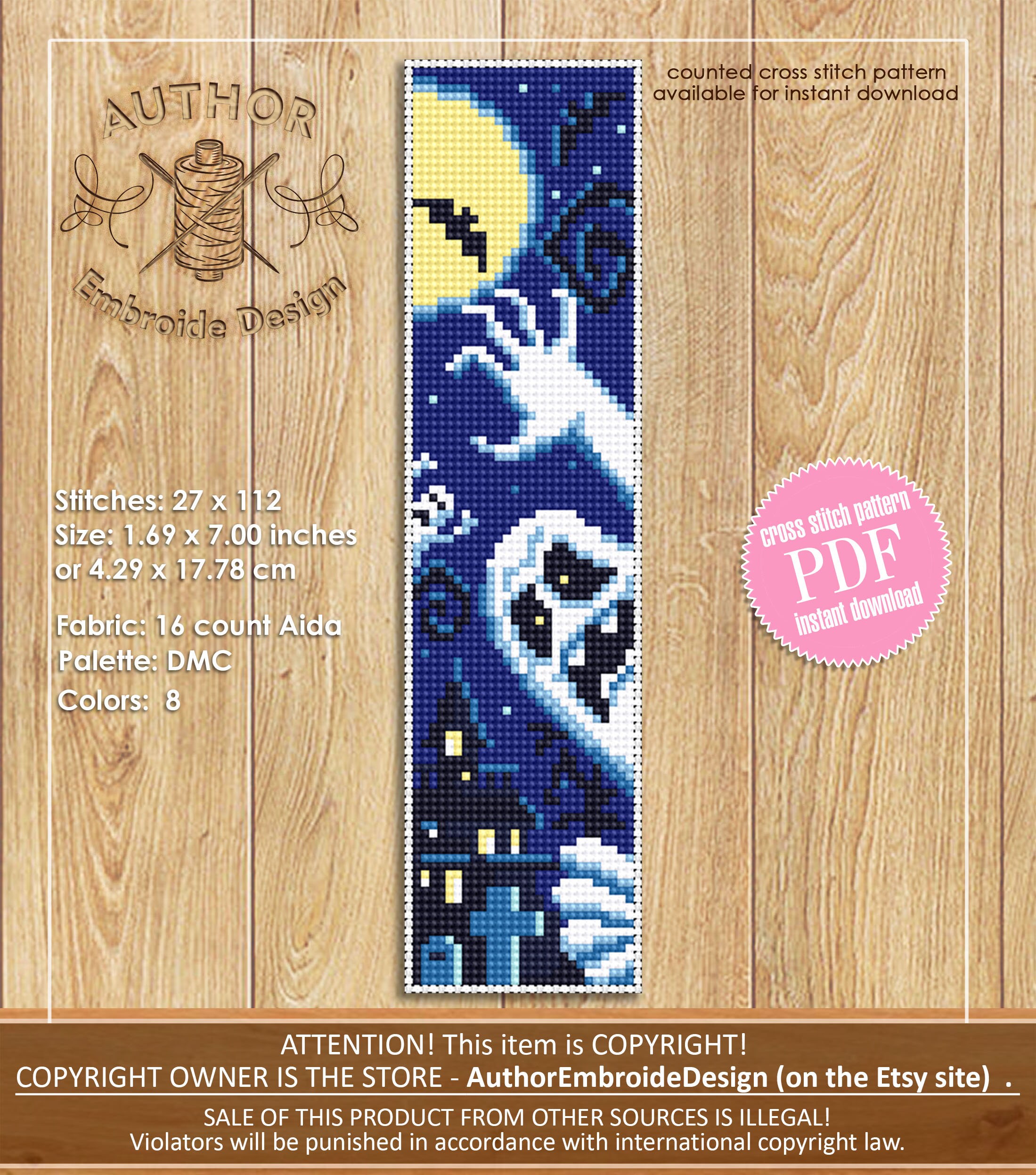 Halloween Bookmark Set Cross Stitch Pattern Download PDF Handmade ...