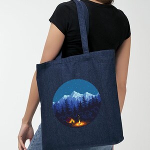 Nature cross stitch pattern download PDF Mountain landscape cross stitch Camping tent xstitch chart Night nature PDF Travel home decor L43 image 7