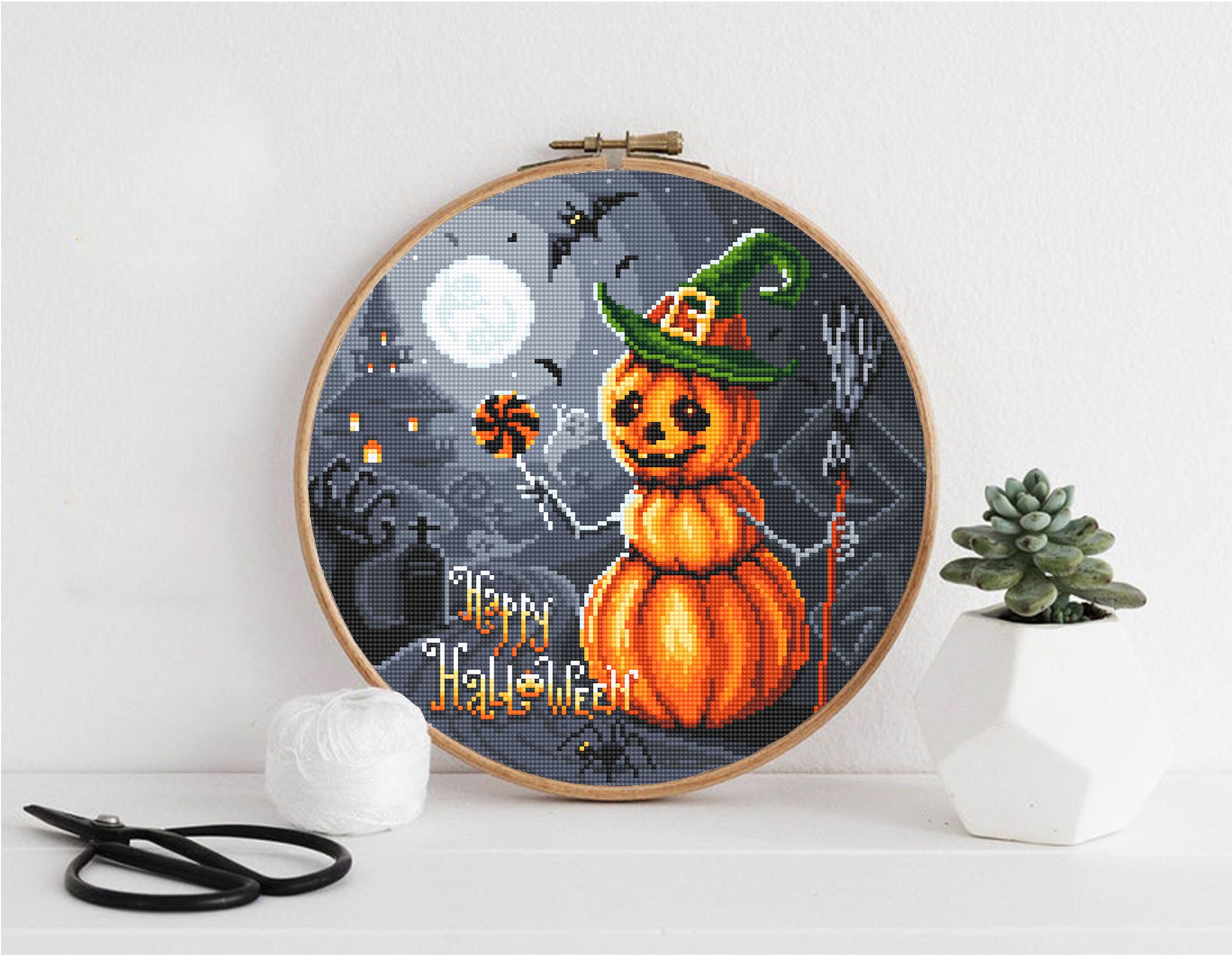 Happy Halloween Cross Stitch Pattern Download PDF Snowman Pumpkin Cross ...