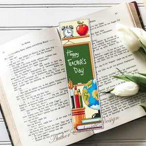 Teacher Bookmark Cross Stitch Pattern Download PDF Happy Teachers Day ...