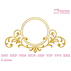 Scroll border embroidery designs Machine embroidery pattern 3 size, Embroidery files monogram frame, Vintage elegant decor towel #R4