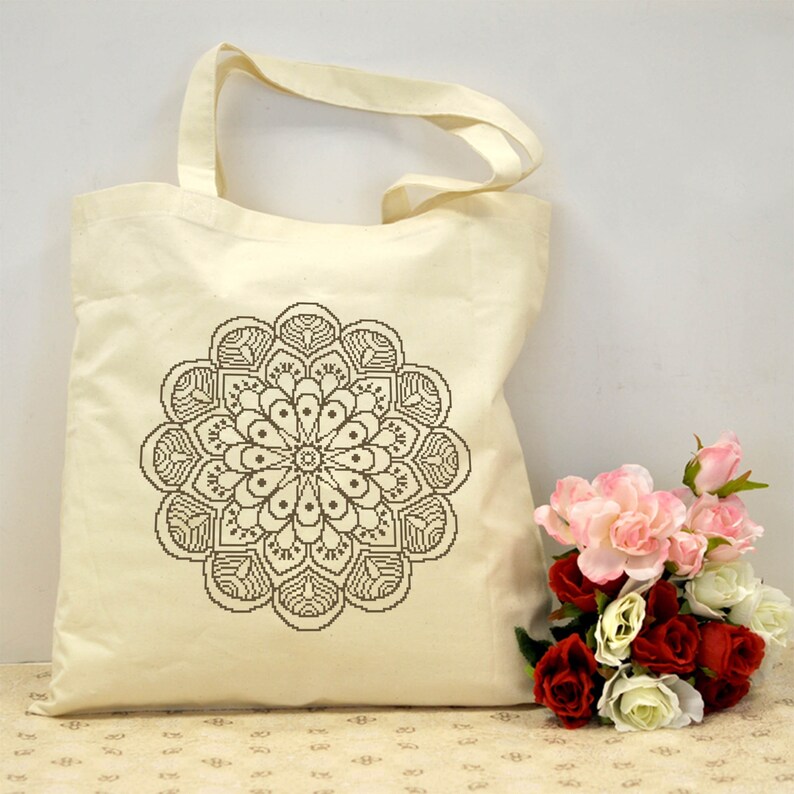 Mandala Cross Stitch Pattern Download PDF Modern Floral Etsy