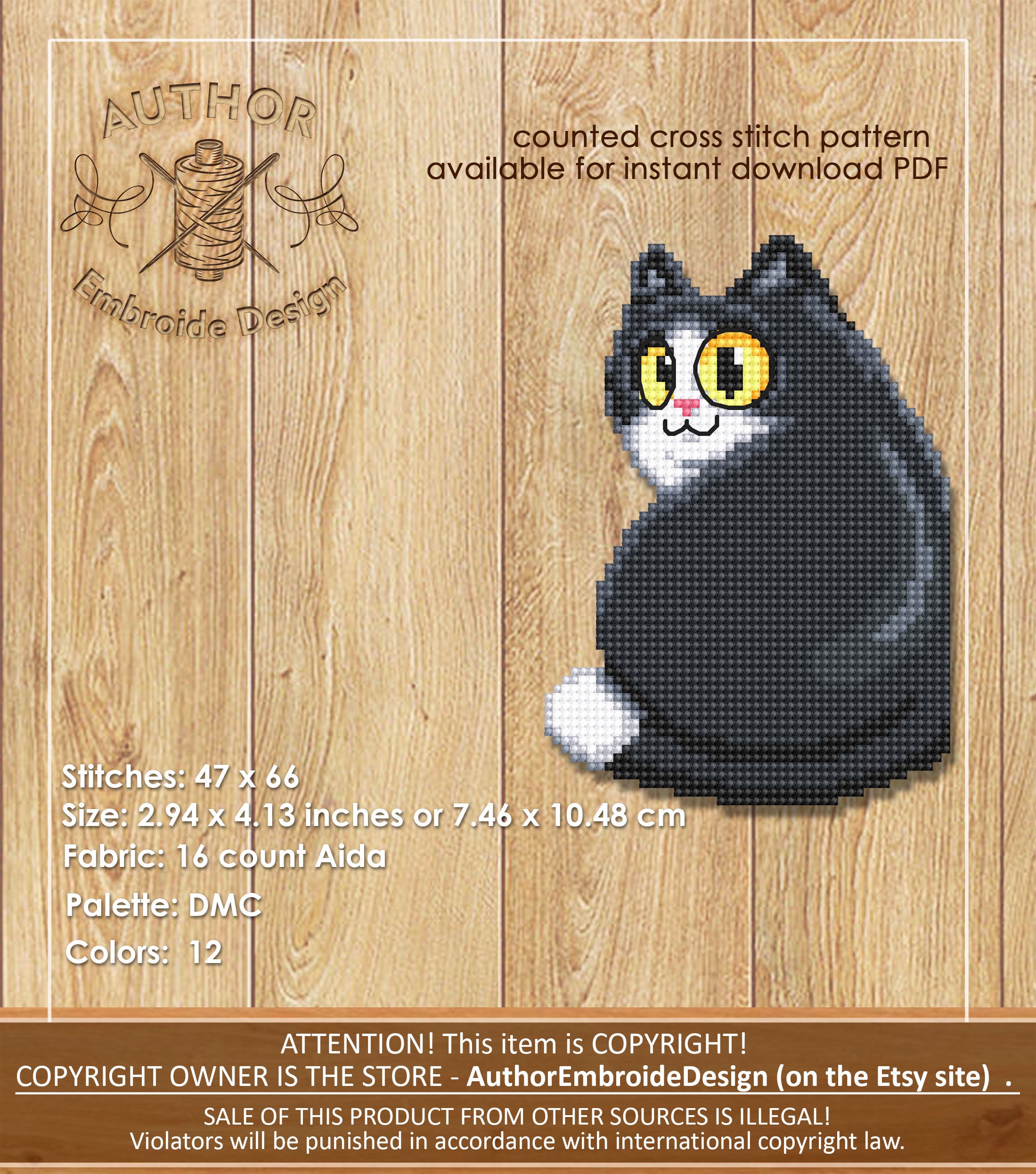 Black Cat Corner Bookmark Cross Stitch Pattern Download PDF Cat Cross ...