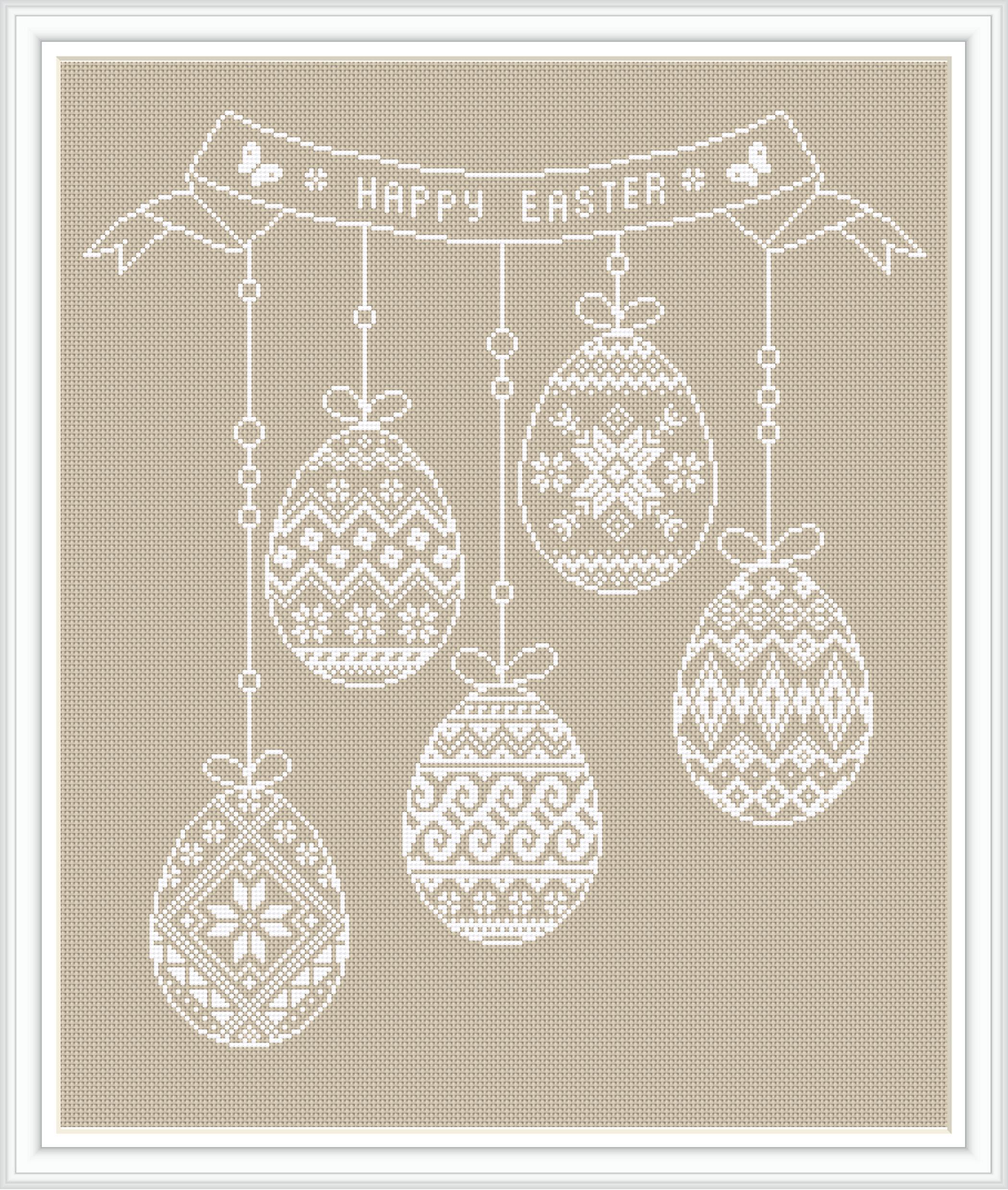 Easter Eggs Cross Stitch Pattern PDF Download Monochrome Sampler Cross ...