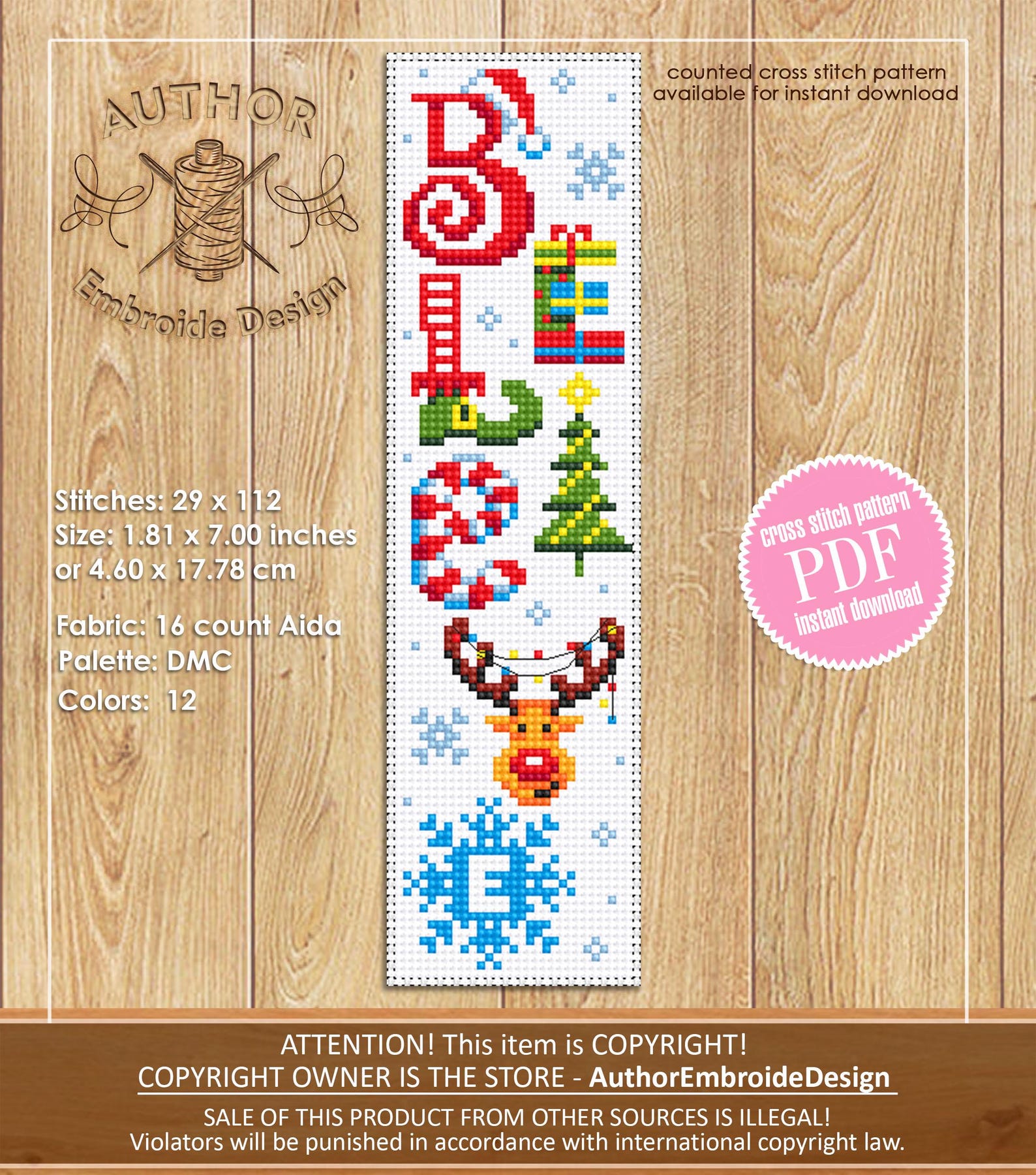 Christmas Bookmark Set Cross Stitch Pattern PDF Instant Download Love ...