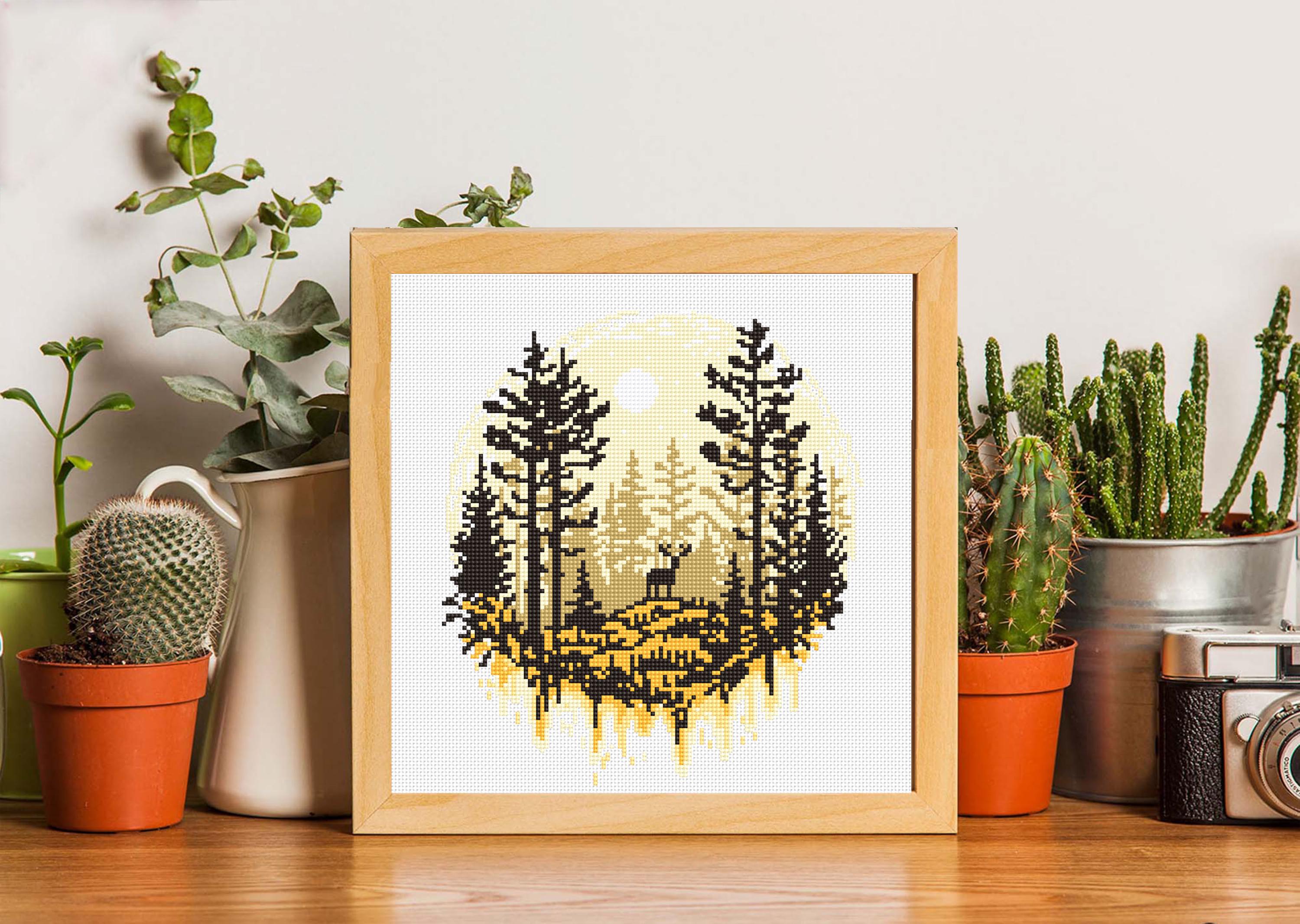 Nature Landscape Cross Stitch Pattern PDF Download Deer Cross Stitch ...
