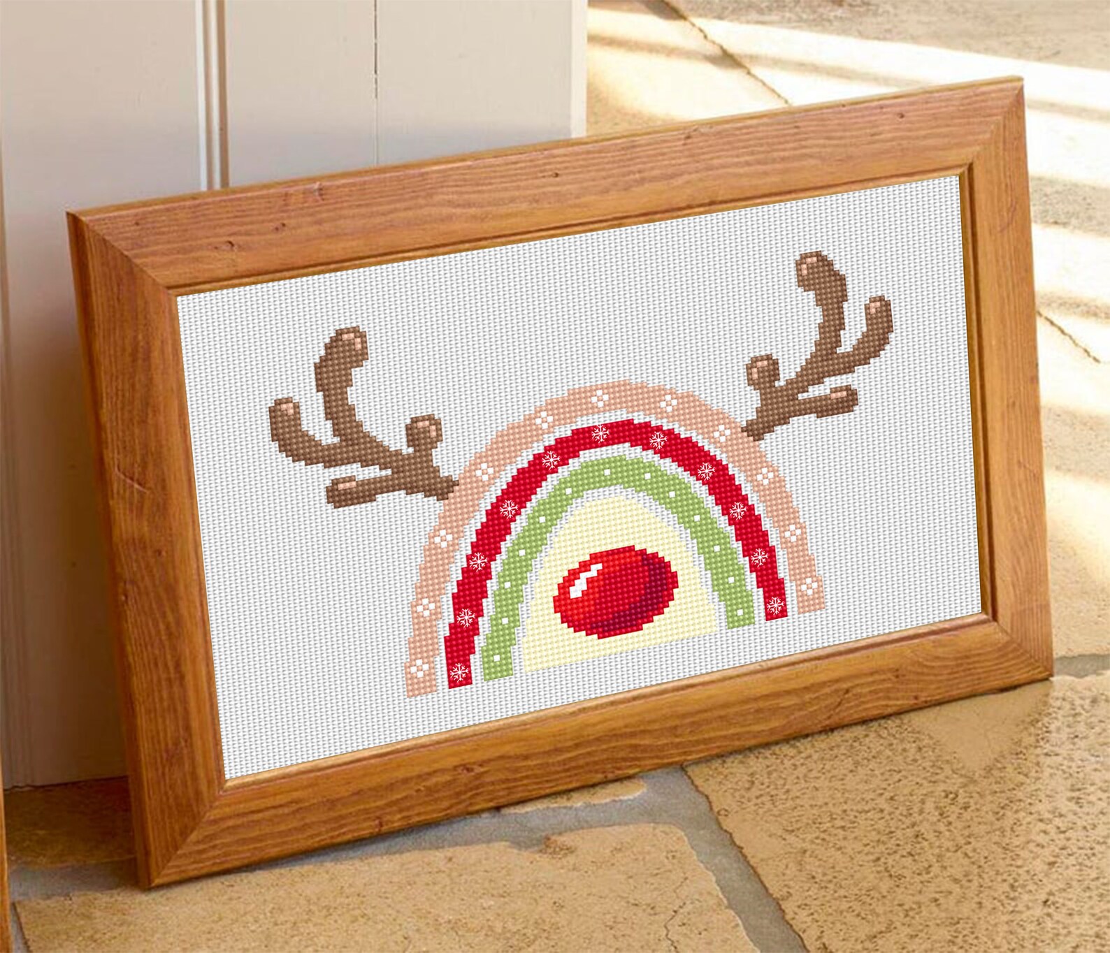 Christmas Rainbow Reindeer Cross Stitch Pattern PDF Download Rainbow ...