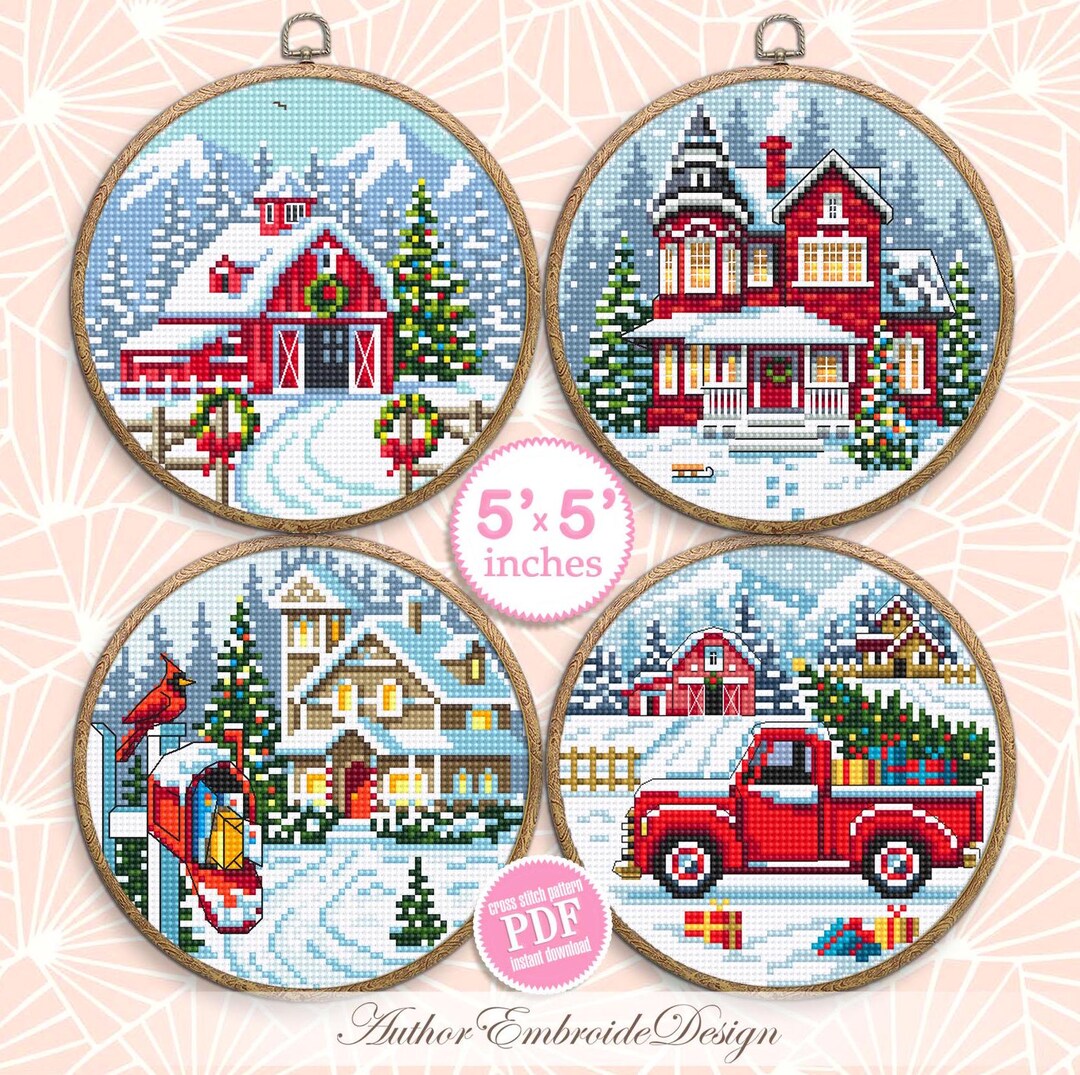 Christmas Houses Cross Stitch Pattern PDF Download Winter Landscape ...