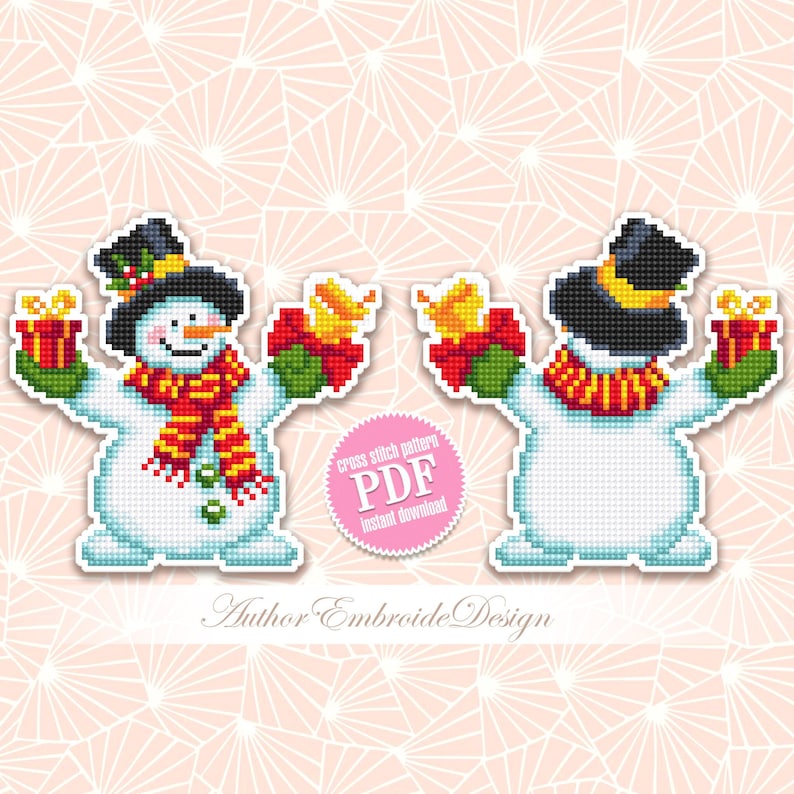 Christmas Snowman Cross Stitch Pattern PDF Download Double-sided ...