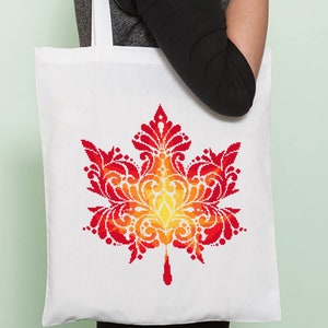 Maple Leaf Mandala Cross Stitch Pattern PDF Download Autumn Leaf Cross ...