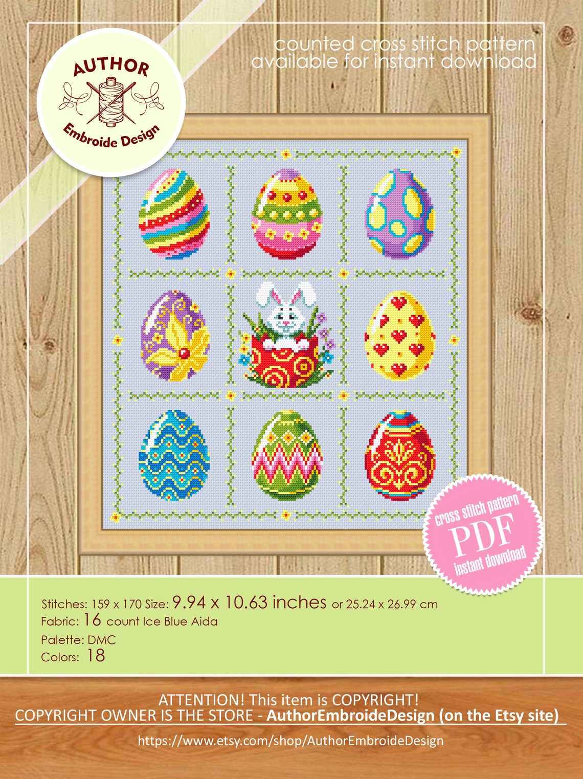 Easter Eggs Cross Stitch Pattern Download PDF Funny Easter Bunny Cross ...
