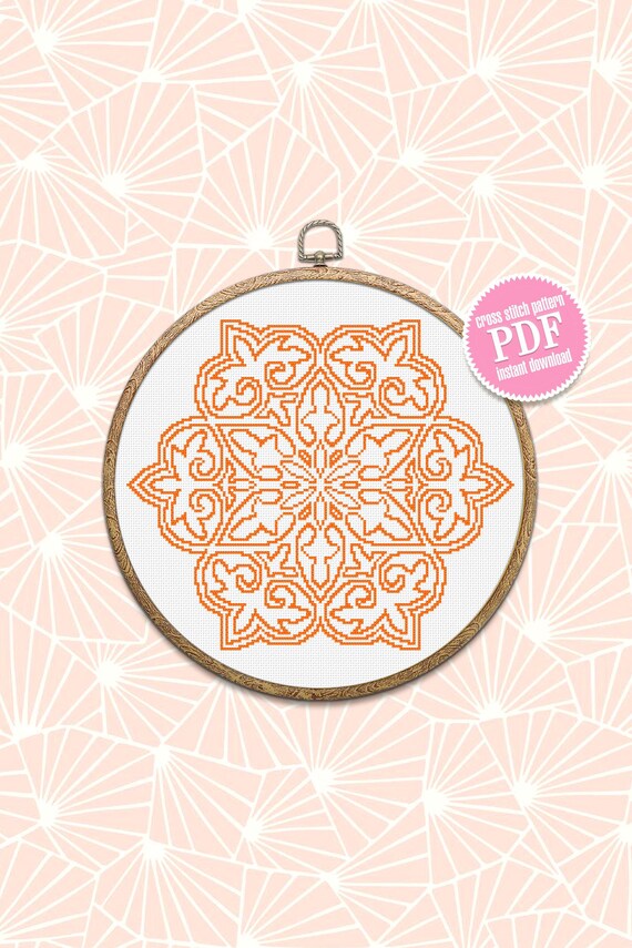 Mandala Cross Stitch Pattern Download PDF Snowflake Ornament Etsy