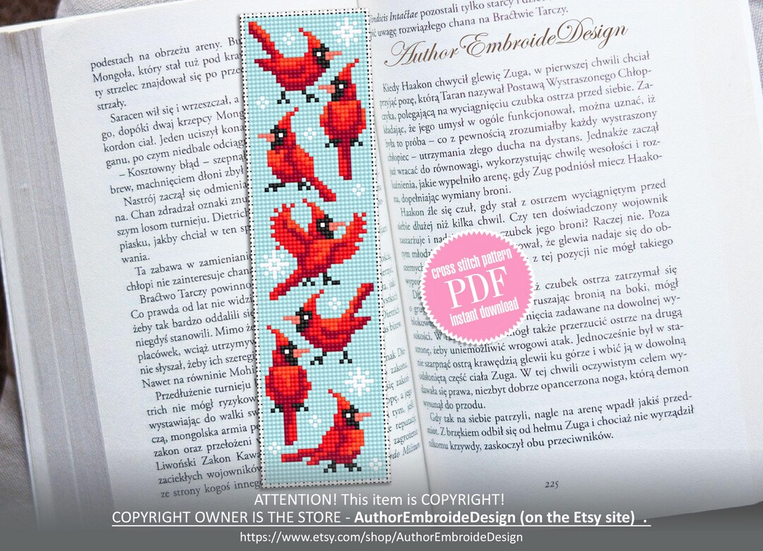 Christmas Bookmark Cross Stitch Pattern PDF Download Red Cardinal Cross ...