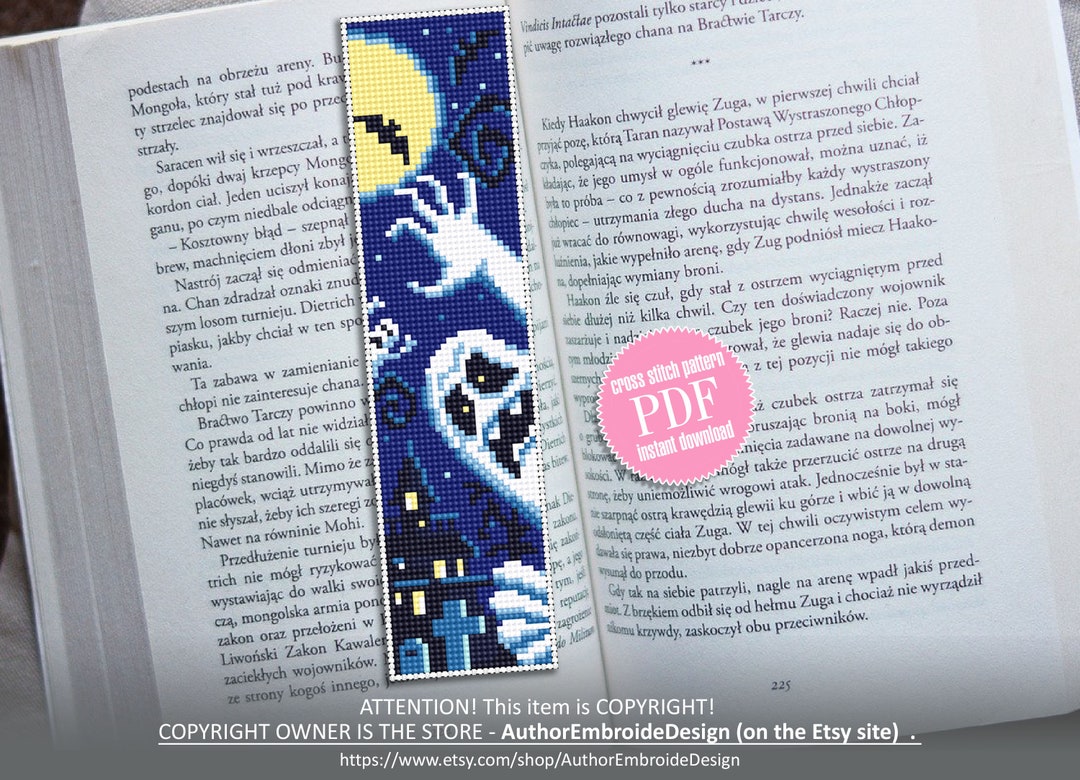 Halloween Bookmark Cross Stitch Pattern PDF Download Ghost Cross Stitch ...
