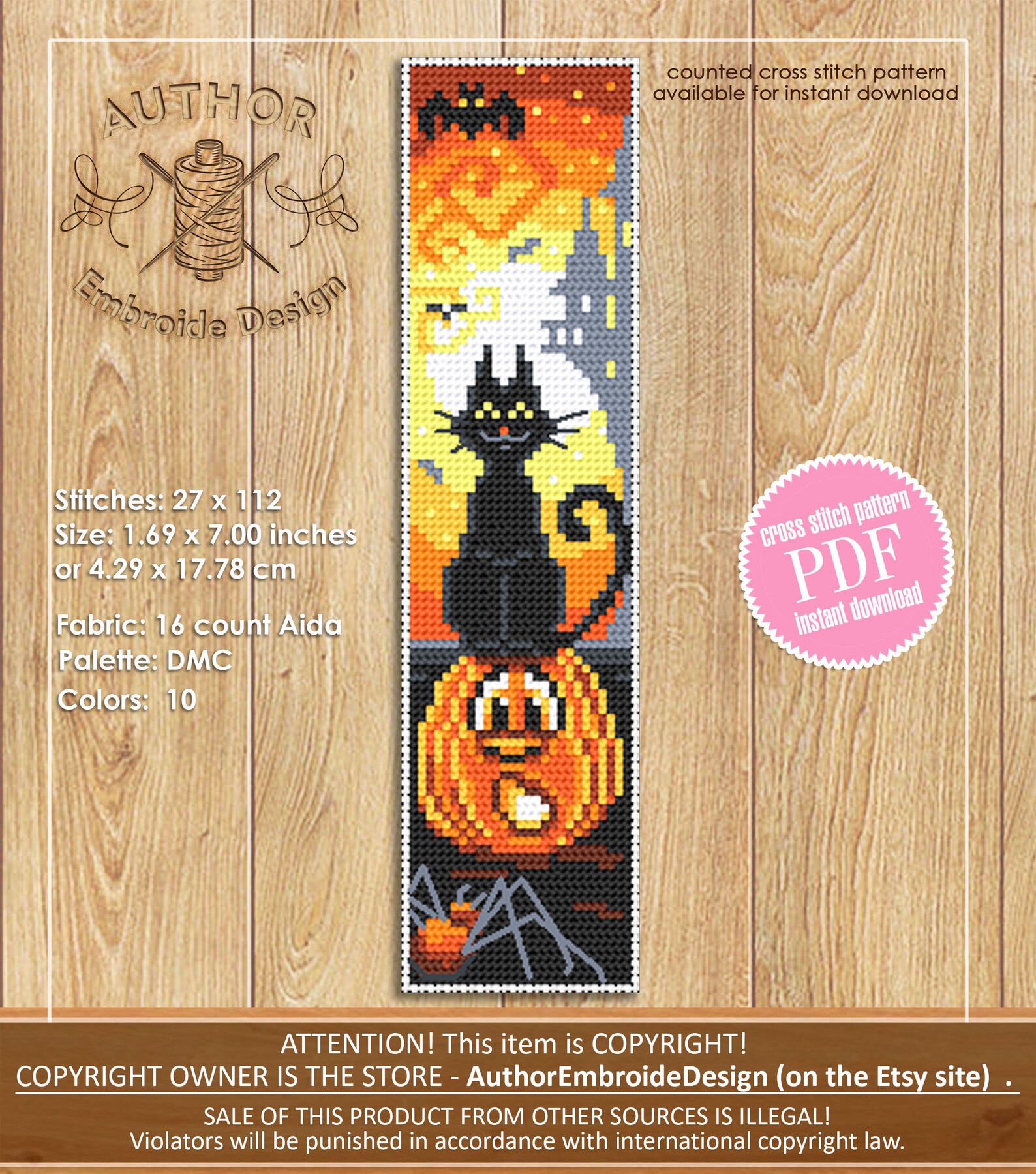 Halloween Bookmark Set Cross Stitch Pattern PDF Download Halloween ...