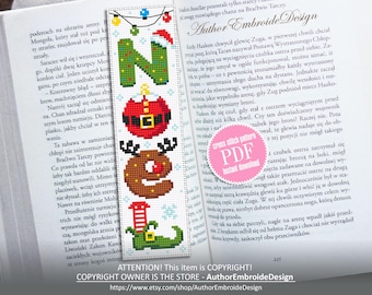 Christmas bookmark cross stitch pattern PDF instant download Noel Christmas cross stitch chart, Holiday bookmark pattern digital PDF #N559
