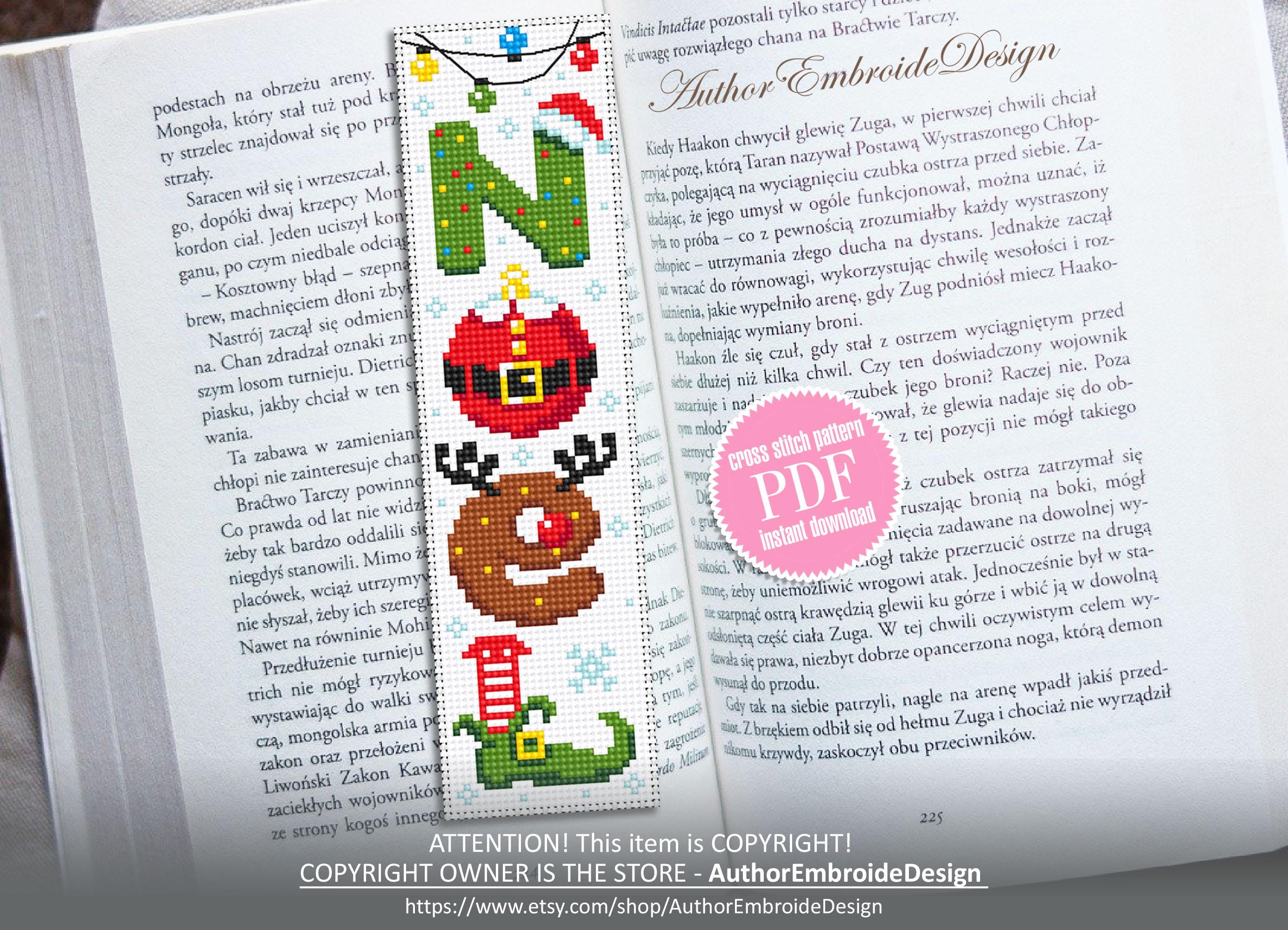 Christmas Bookmark Cross Stitch Pattern PDF Instant Download Noel ...