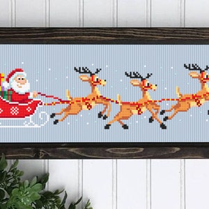 Christmas Santa Sleigh and Reindeer Cross Stitch Pattern PDF Download ...